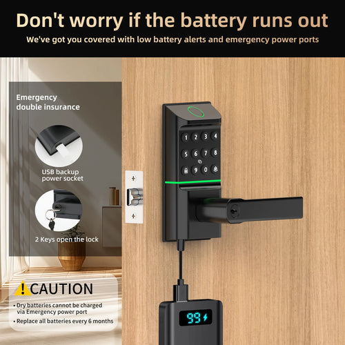 Smart Fingerprint Door Lock Passcode Unlock Electronic Touchscreen