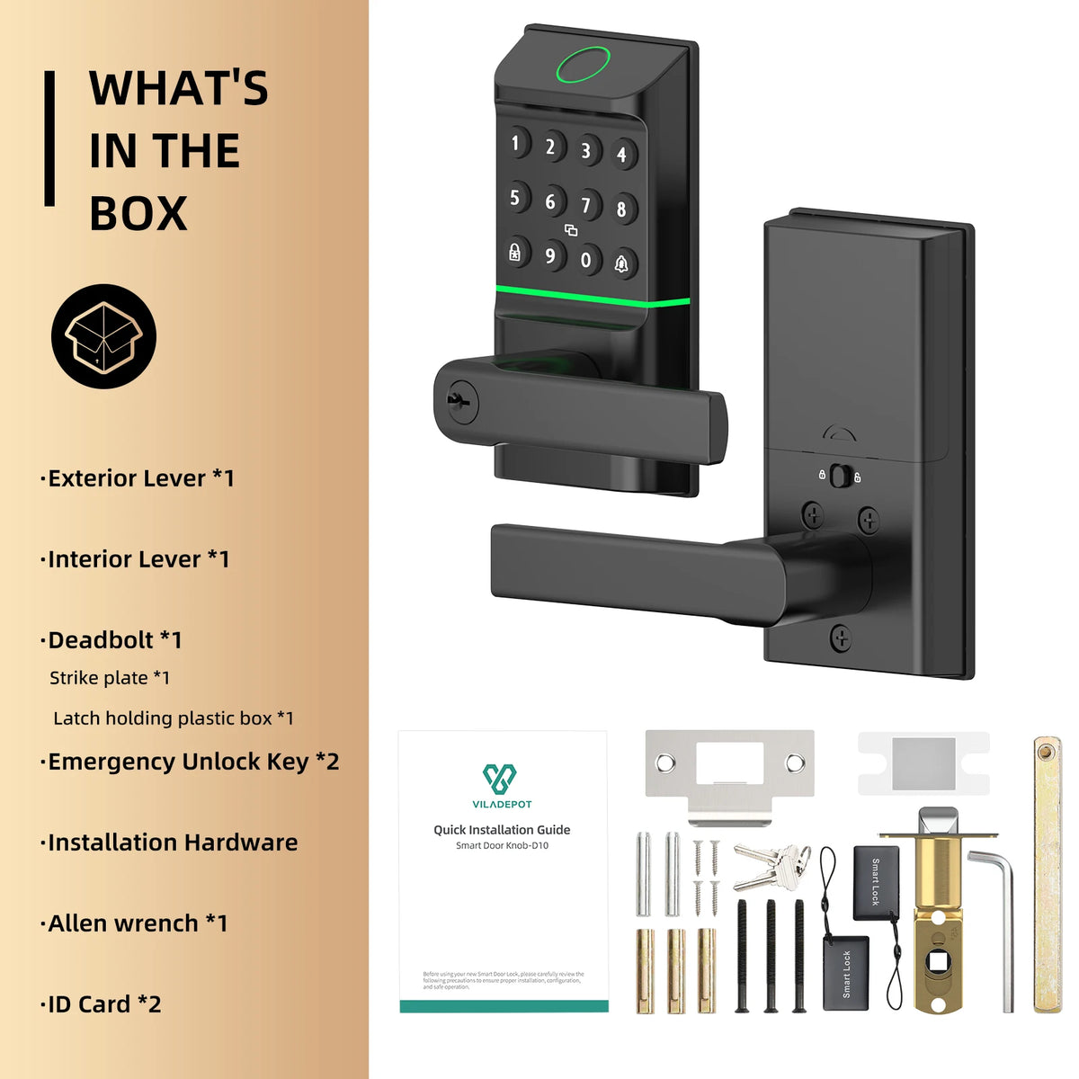 Smart Fingerprint Door Lock Passcode Unlock Electronic Touchscreen